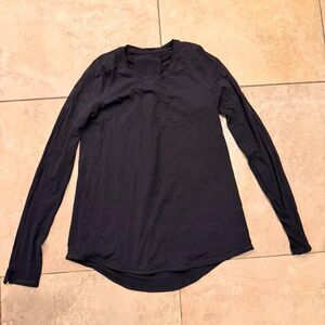 Lululemon Love Tee Long Sleeve Black Size 6 Scoop Neck Thumbholes Athletic Top